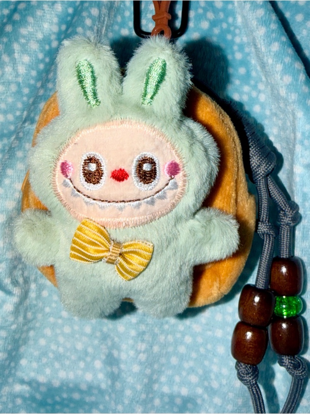Plush Labubu Backpack Clip-On Accessory in Light Green